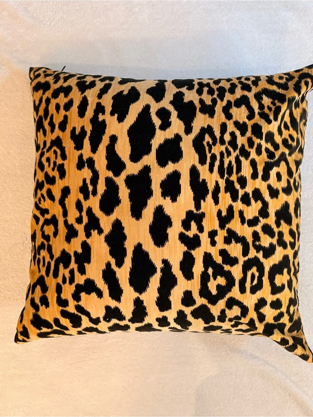 Leopard Print Velvet Accent Pillow Black & Golden Tan 20 x 20